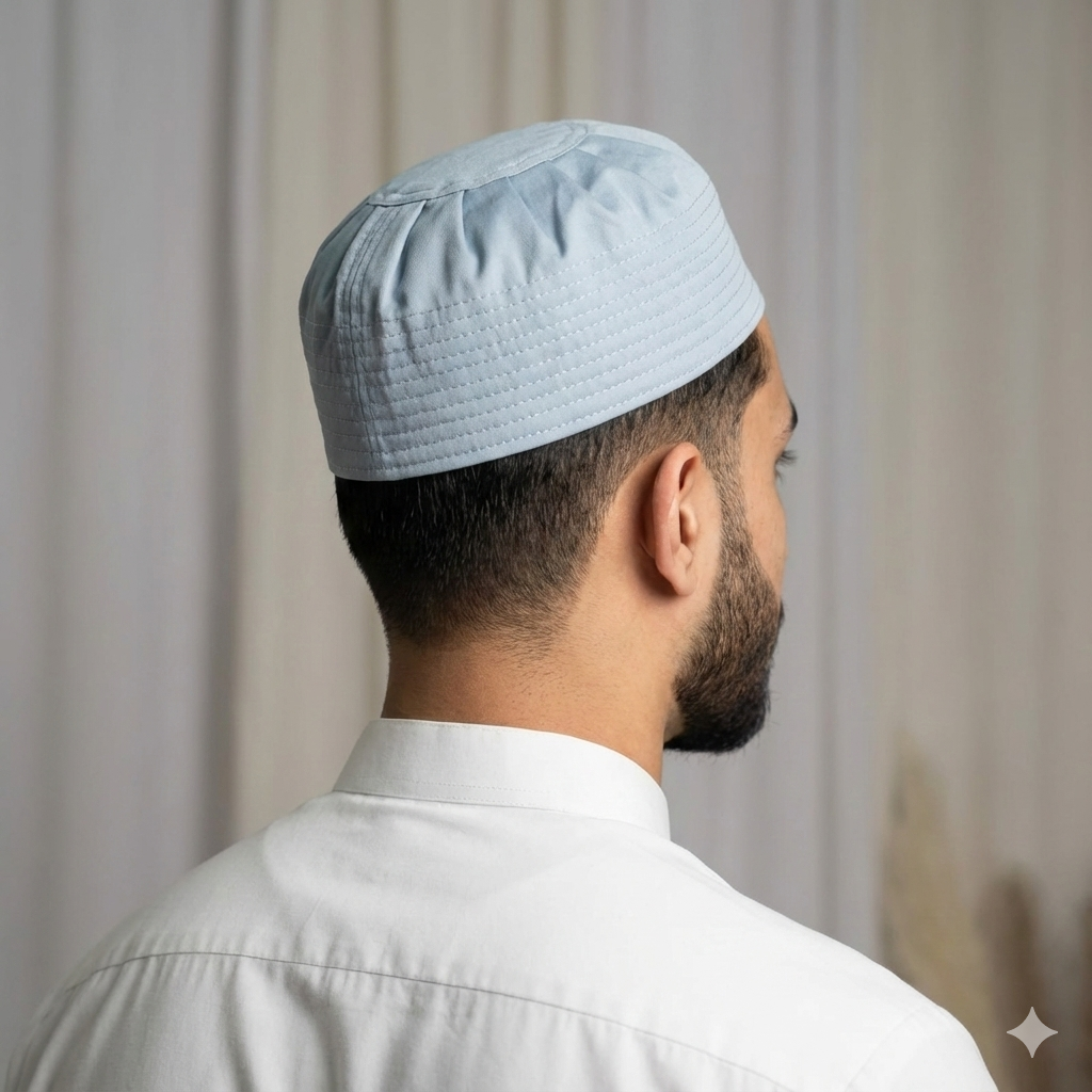 Pleated Kufi - Ice Blue - Medium